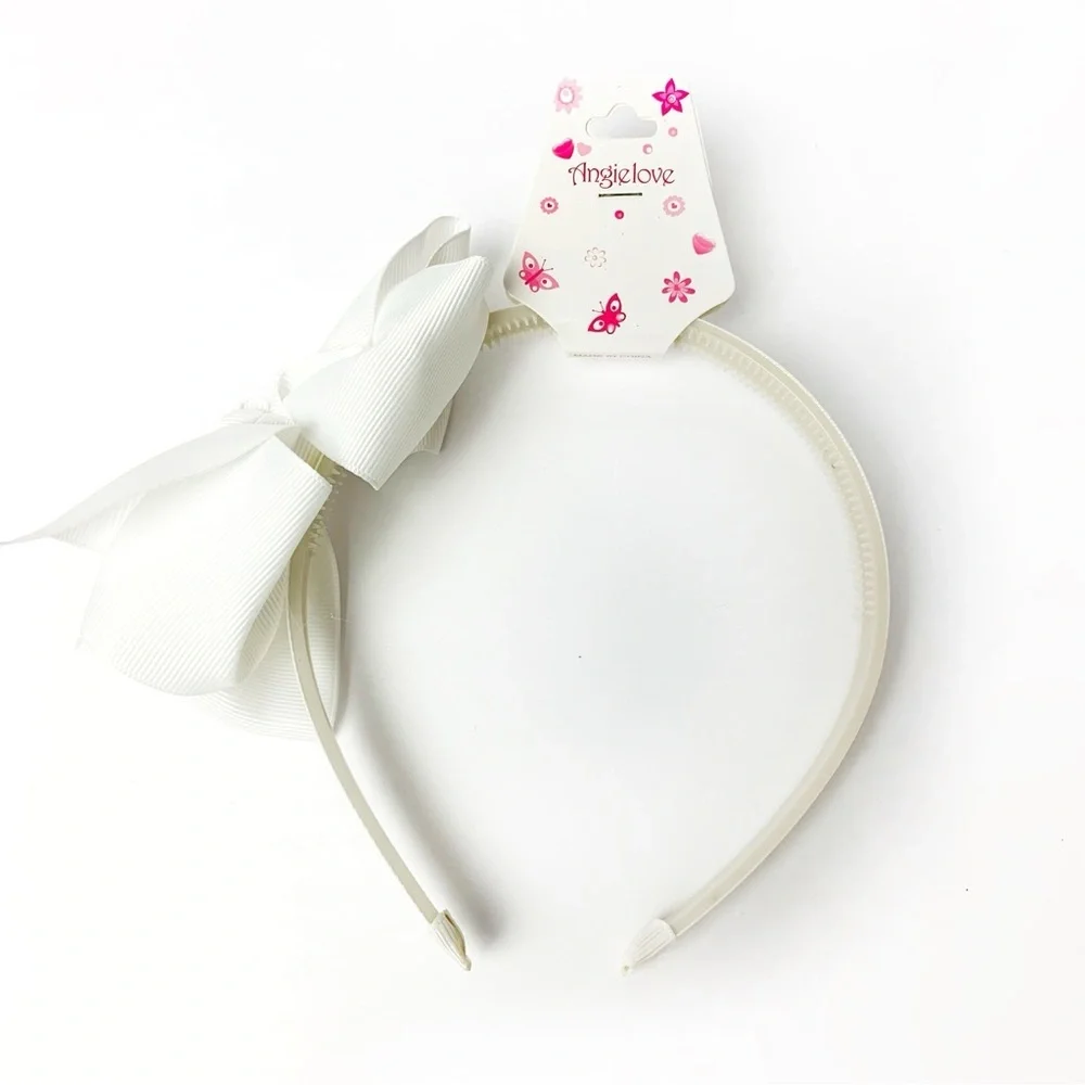 Girls Hair Bow Headband Trio - Blue, Pink, White NWT
